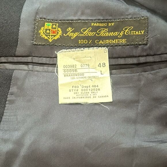 Brooks Brothers 100% Cashmere Loro Piana fabric Black Blazer Made In Canada 48 L - Picture 7 of 11